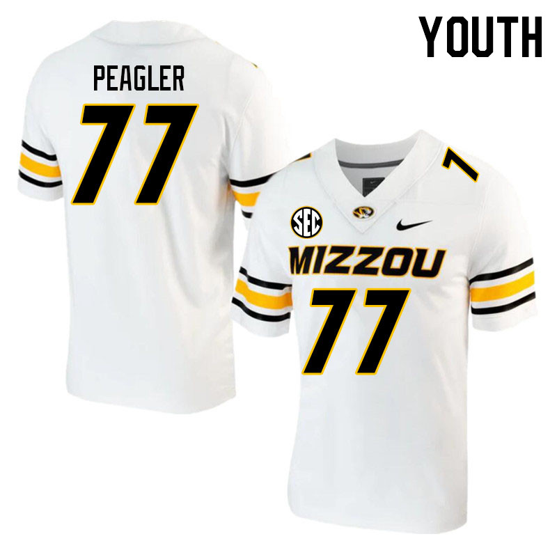 Youth #77 Curtis Peagler Missouri Tigers College 2023 Football Stitched Jerseys Sale-White